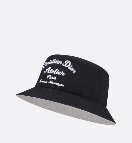 'Christian Dior Atelier' Bucket Hat • Black Cotton Canvas