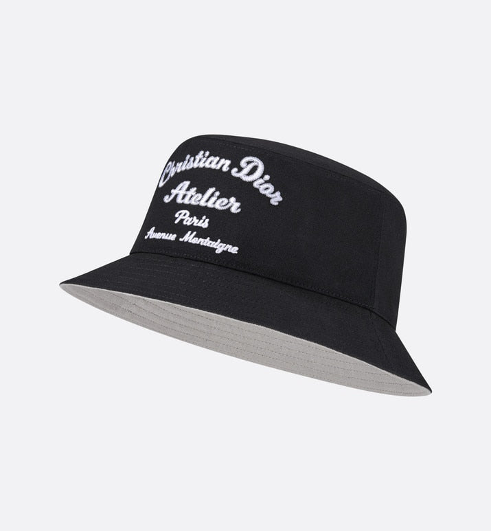 'Christian Dior Atelier' Bucket Hat • Black Cotton Canvas