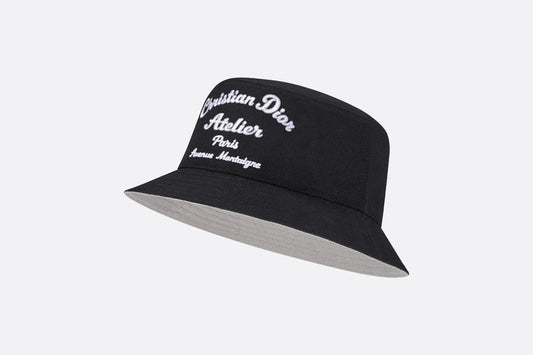 'Christian Dior Atelier' Bucket Hat • Black Cotton Canvas
