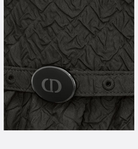 Mid-Length Belted Dress • Black Matte Cloqué Technical Fabric