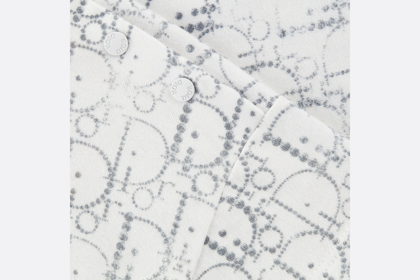 Baby T-Shirt • Ivory Cotton Jersey with Silver-Tone Dior Oblique Pearl Motif