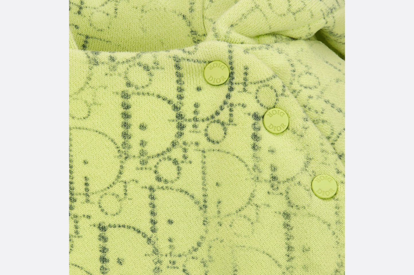 Baby Hooded Sweatshirt • Anise Green Cotton Fleece with Gray Dior Oblique Pearl Motif