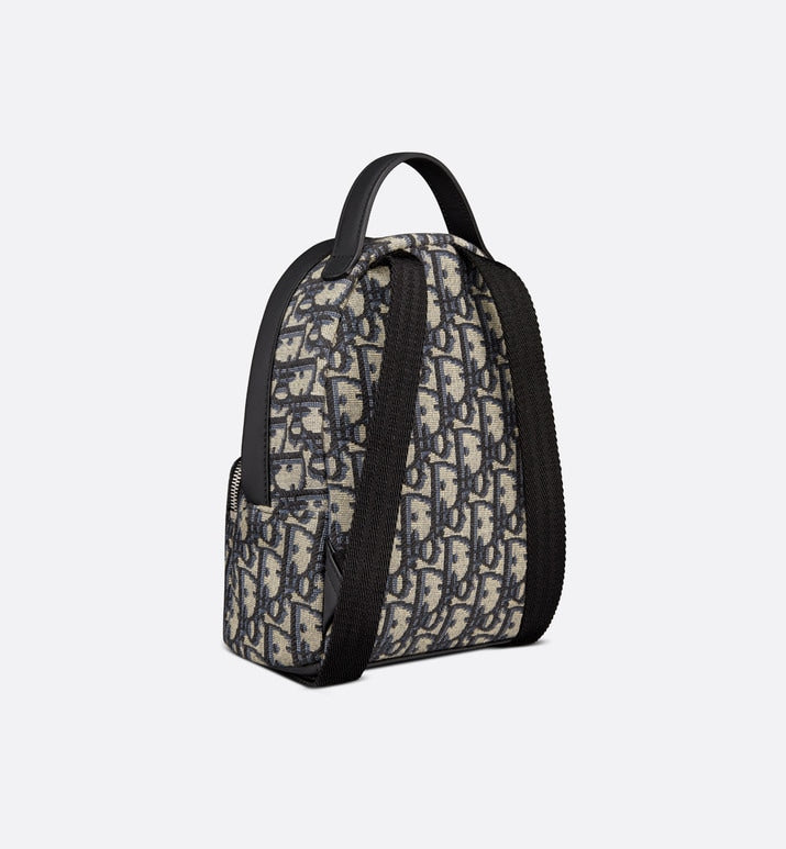 Kid's Mini Rider Backpack • Beige and Blue Dior Oblique Jacquard