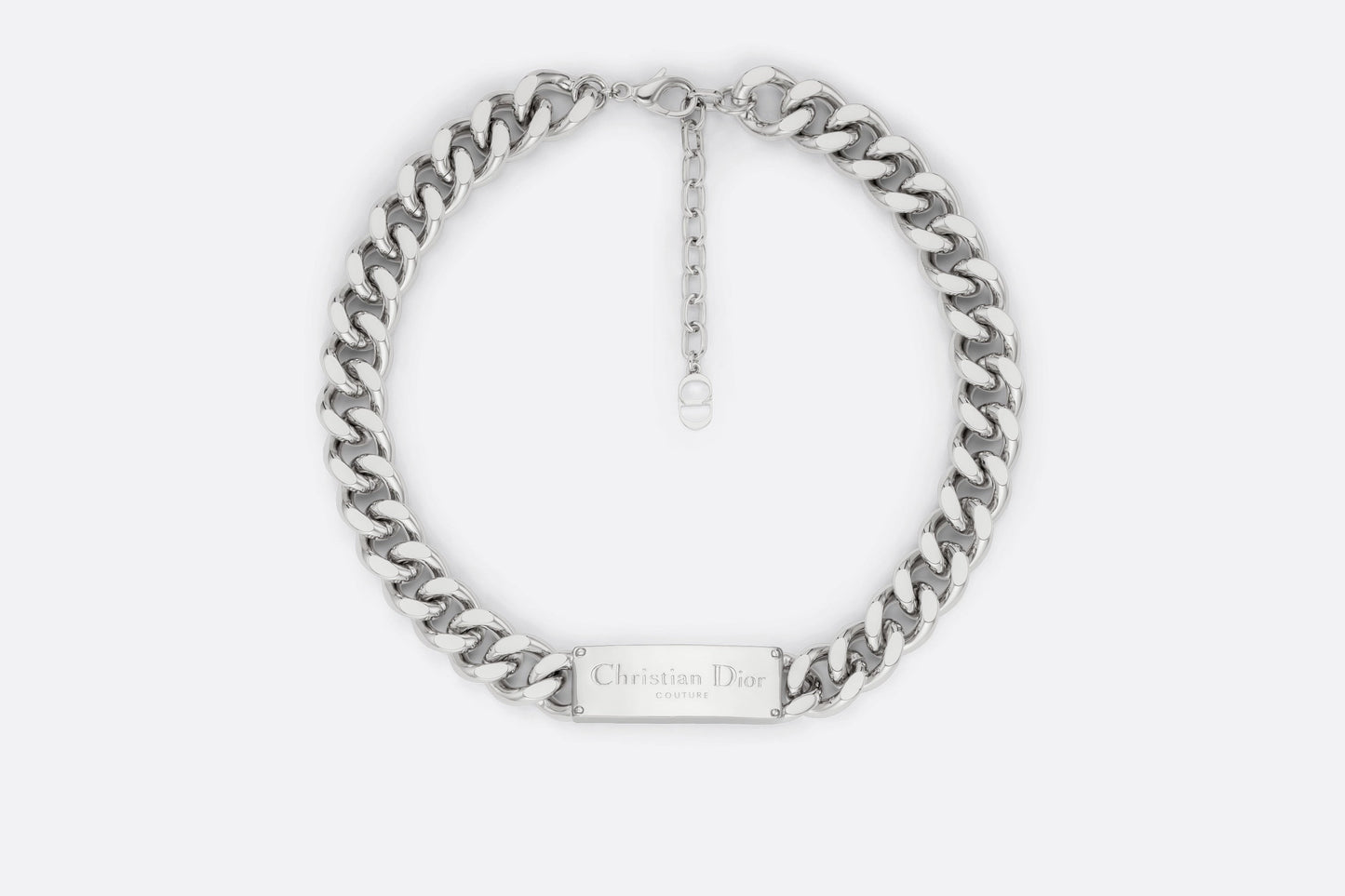 Christian Dior Couture Chain Link Necklace • Silver-Finish Brass
