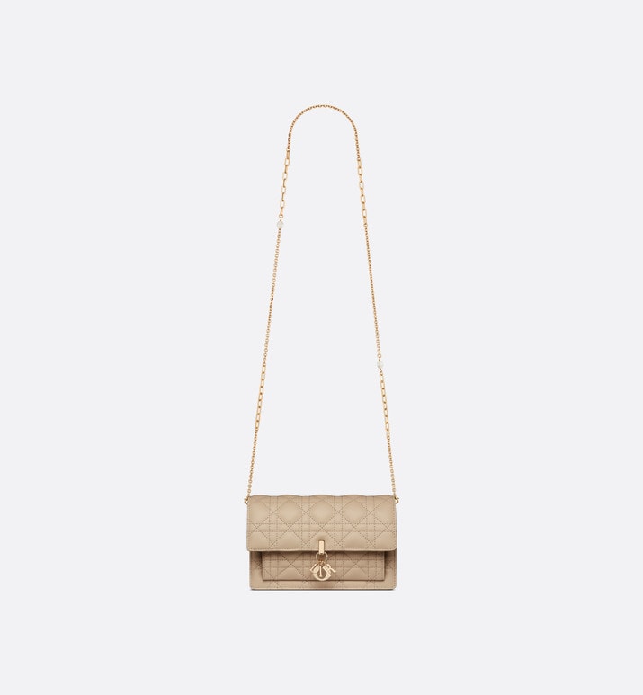 Lady Dior Chain Pouch • Sand-Colored Cannage Lambskin