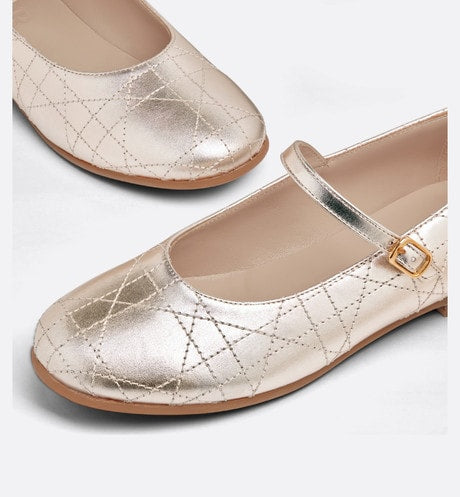 Kid's Ballet Flat • Gold-Tone Cannage Calfskin