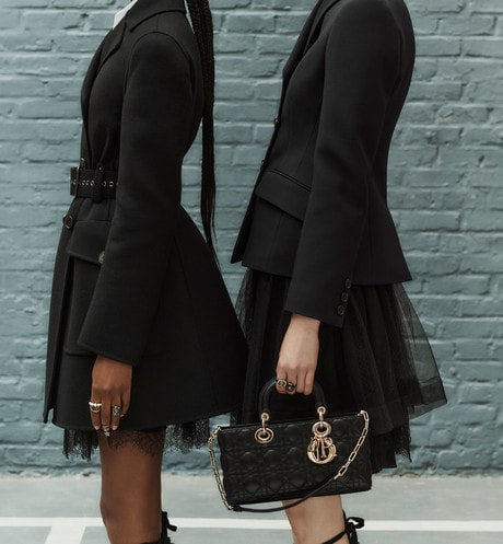 Medium Lady D-Joy Bag • Black Patent Cannage Calfskin