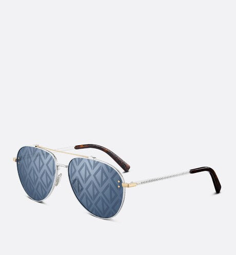 CD Diamond A1U • Blue Mirrored Pilot Sunglasses with CD Diamond Motif