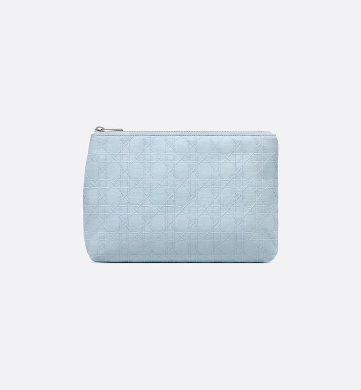 Zipped Pouch • Sky Blue Cannage Cotton Canvas