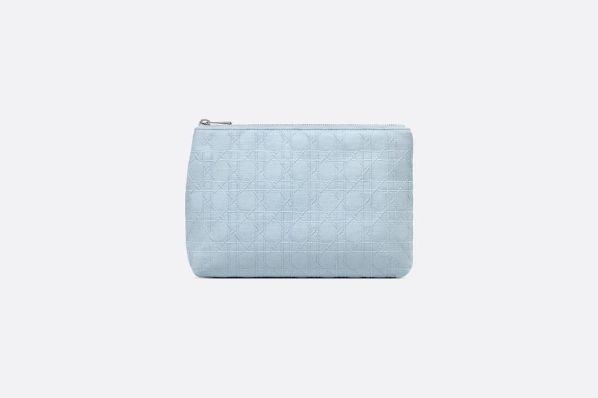 Zipped Pouch • Sky Blue Cannage Cotton Canvas