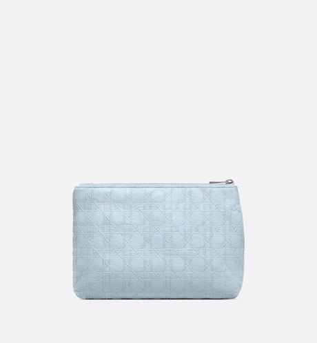 Zipped Pouch • Sky Blue Cannage Cotton Canvas