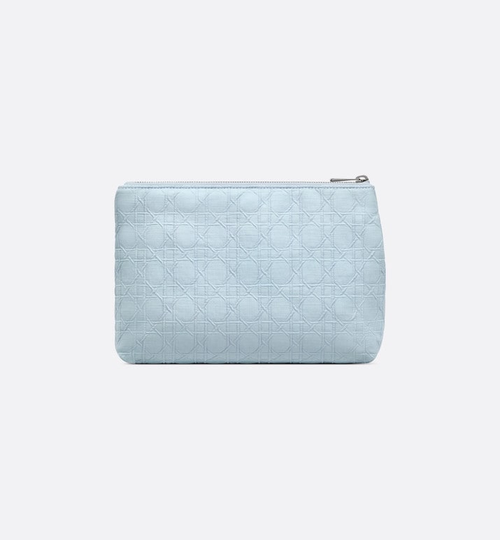 Zipped Pouch • Sky Blue Cannage Cotton Canvas