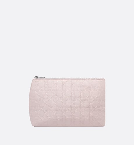 Zipped Pouch • Pale Pink Cannage Cotton Canvas