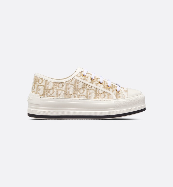 Walk'n'Dior Platform Sneaker • Gold-Tone Dior Oblique Cotton with Metallic Thread Embroidery