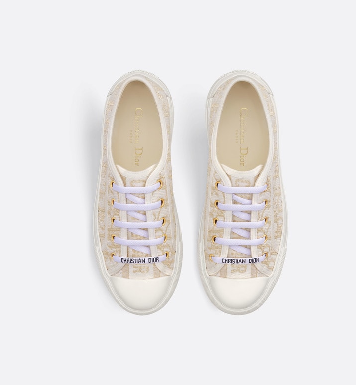Walk'n'Dior Platform Sneaker • Gold-Tone Dior Oblique Cotton with Metallic Thread Embroidery