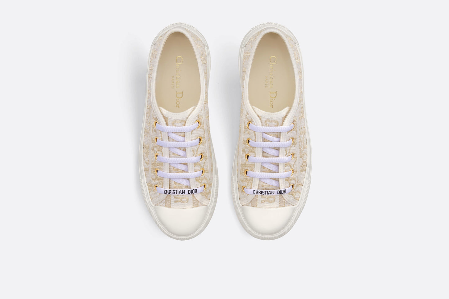 Walk'n'Dior Platform Sneaker • Gold-Tone Dior Oblique Cotton with Metallic Thread Embroidery