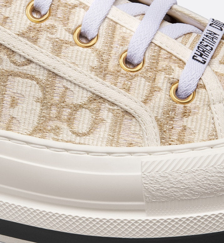 Walk'n'Dior Platform Sneaker • Gold-Tone Dior Oblique Cotton with Metallic Thread Embroidery