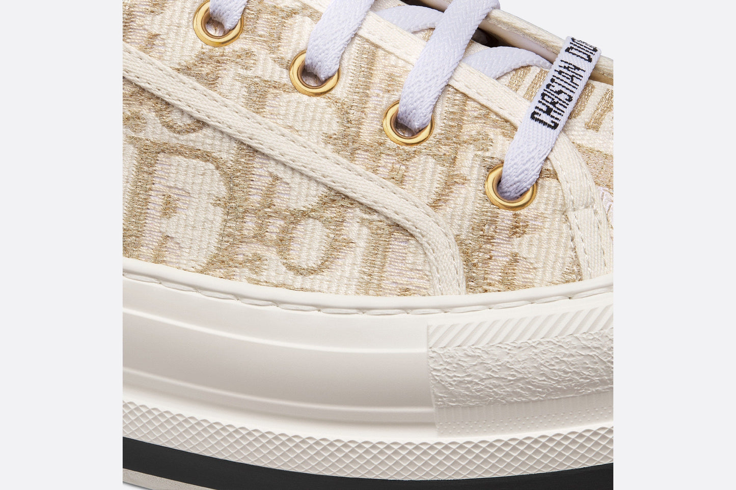 Walk'n'Dior Platform Sneaker • Gold-Tone Dior Oblique Cotton with Metallic Thread Embroidery