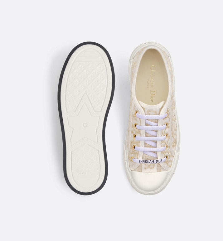 Walk'n'Dior Platform Sneaker • Gold-Tone Dior Oblique Cotton with Metallic Thread Embroidery
