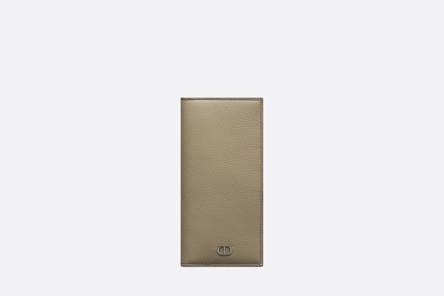 Vertical Long Wallet • Beige Grained Calfskin with CD Icon Signature