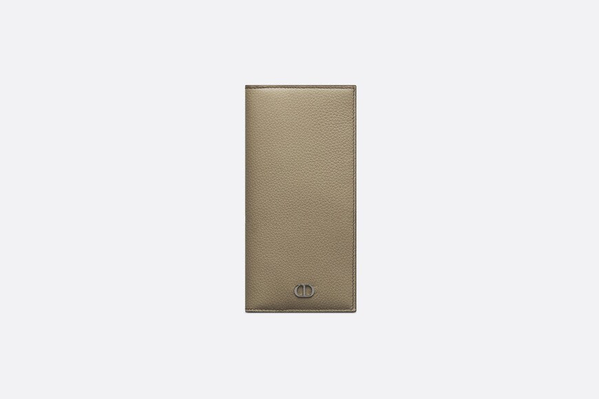 Vertical Long Wallet • Beige Grained Calfskin with CD Icon Signature