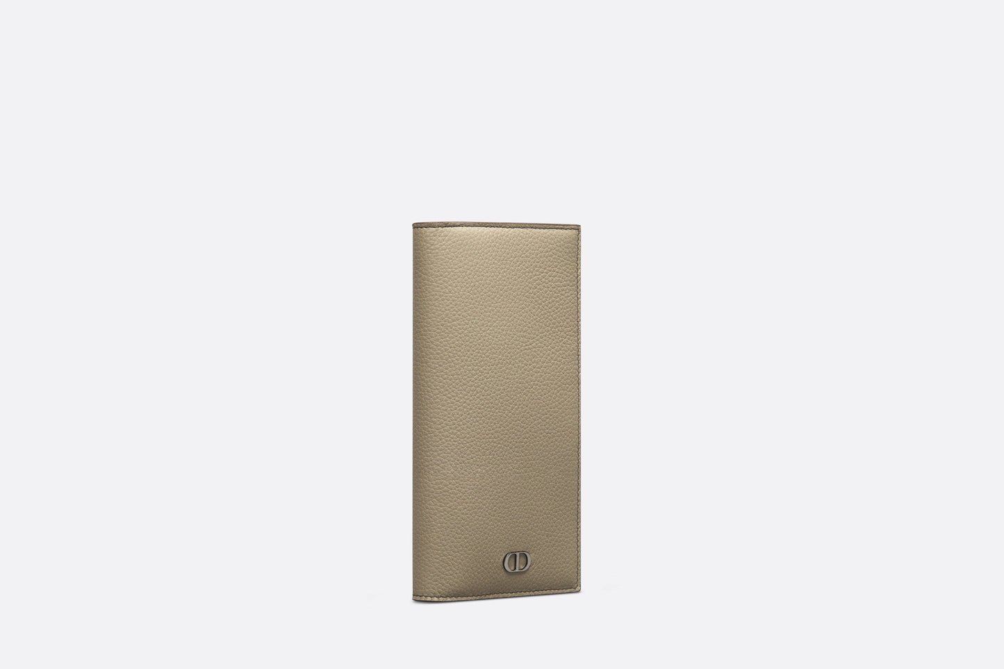 Vertical Long Wallet • Beige Grained Calfskin with CD Icon Signature