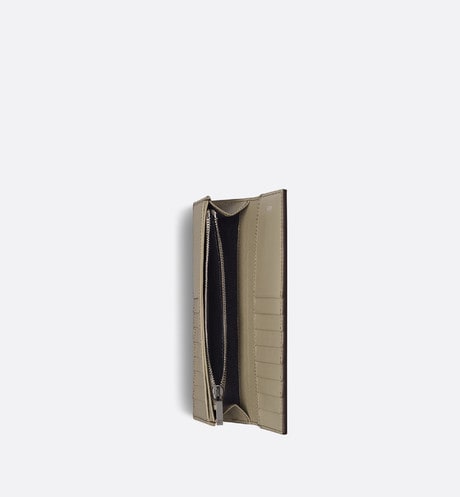Vertical Long Wallet • Beige Grained Calfskin with CD Icon Signature