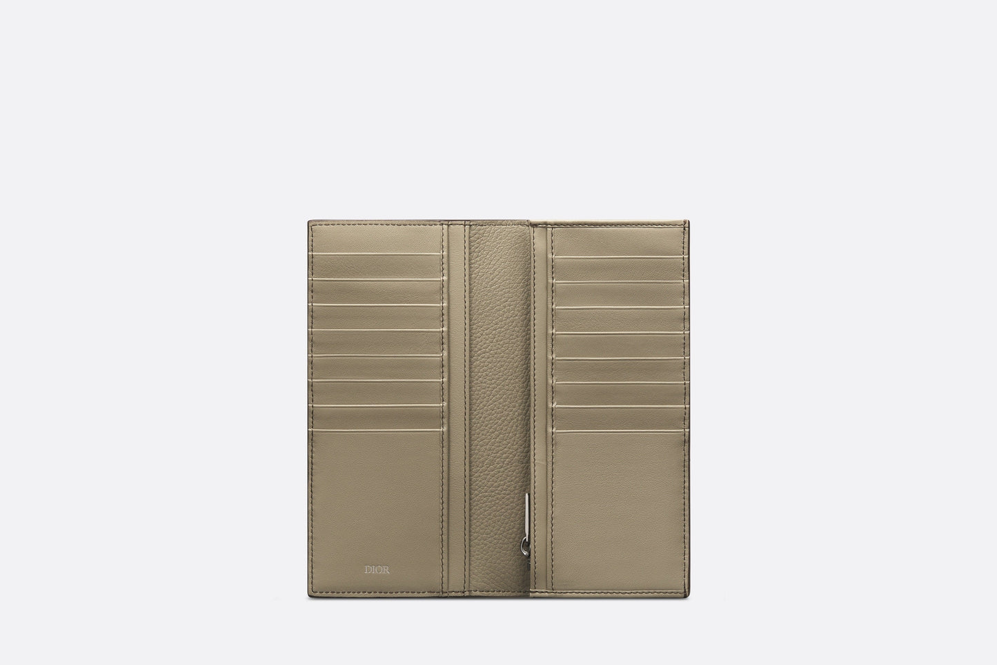 Vertical Long Wallet • Beige Grained Calfskin with CD Icon Signature