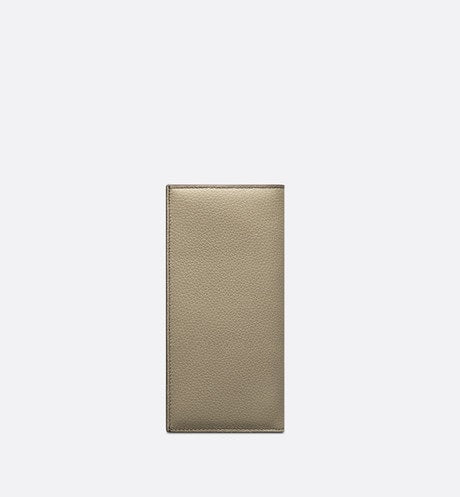 Vertical Long Wallet • Beige Grained Calfskin with CD Icon Signature