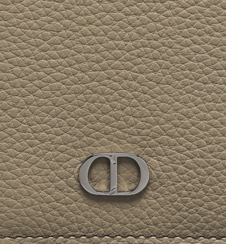Vertical Long Wallet • Beige Grained Calfskin with CD Icon Signature