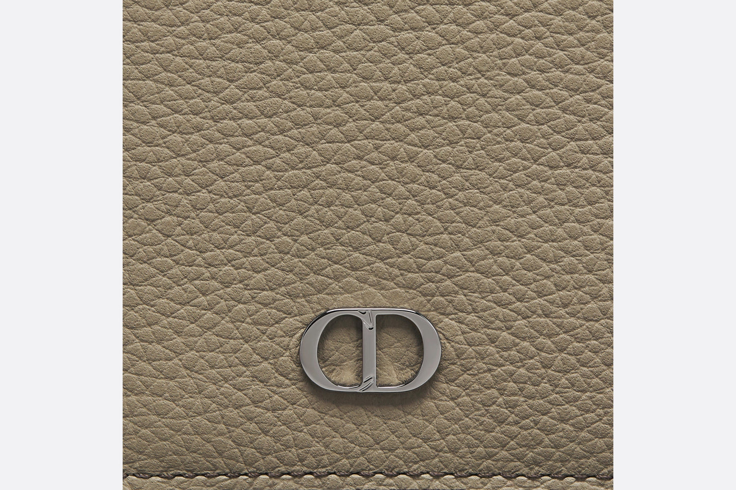 Vertical Long Wallet • Beige Grained Calfskin with CD Icon Signature