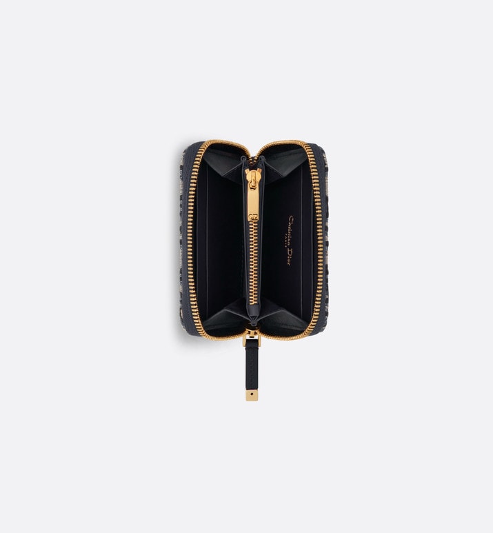 Small 30 Montaigne Voyageur Coin Purse • Blue Dior Oblique Jacquard