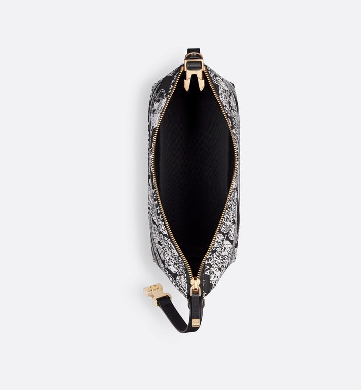 Medium DiorTravel Nomad Pouch • Black and White Technical Fabric with Plan de Paris Motif
