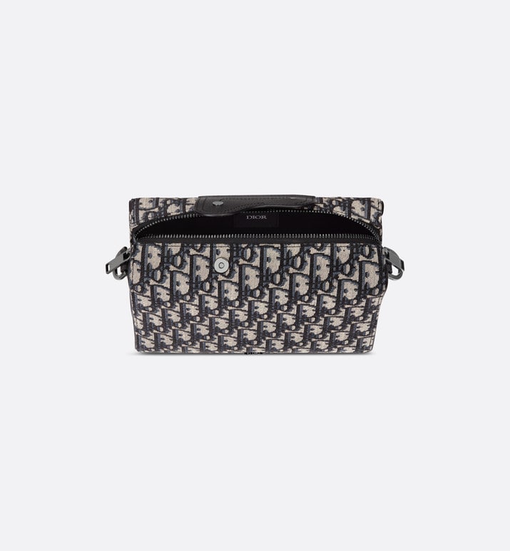 Dior Lingot Pouch • Beige and Black Dior Oblique Jacquard and Black Grained Calfskin
