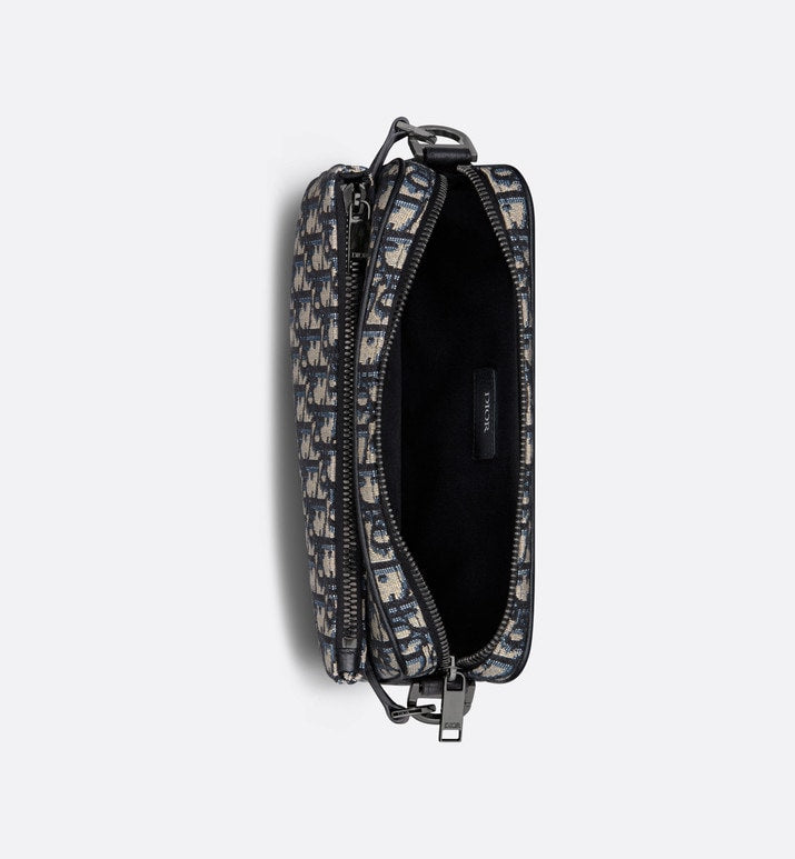 Saddle Triple Pouch • Beige and Black Dior Oblique Jacquard