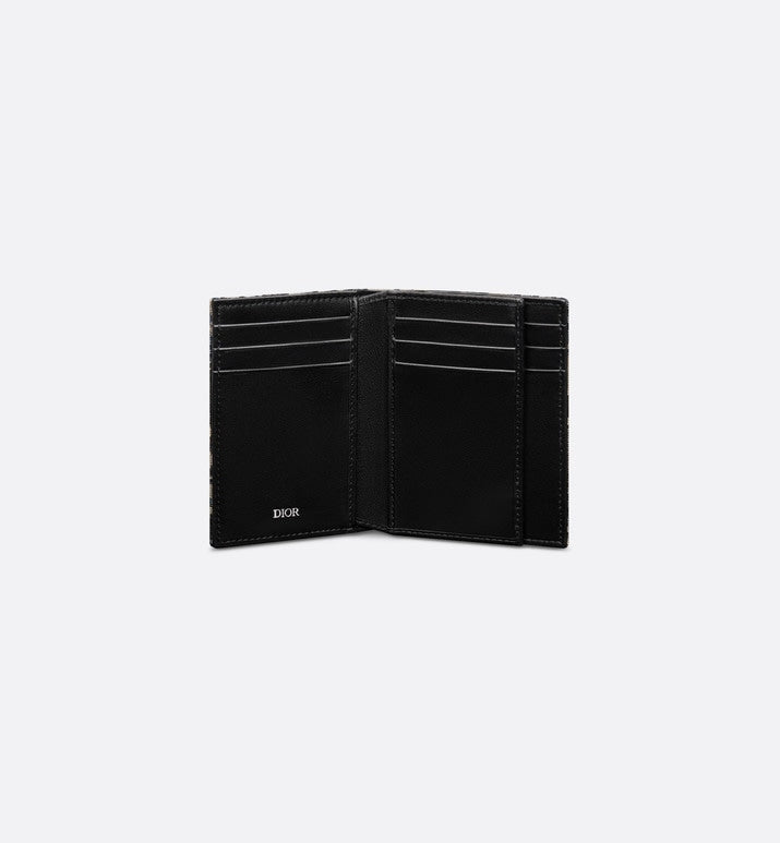 Bi-Fold Card Holder • Beige and Black Dior Oblique Jacquard