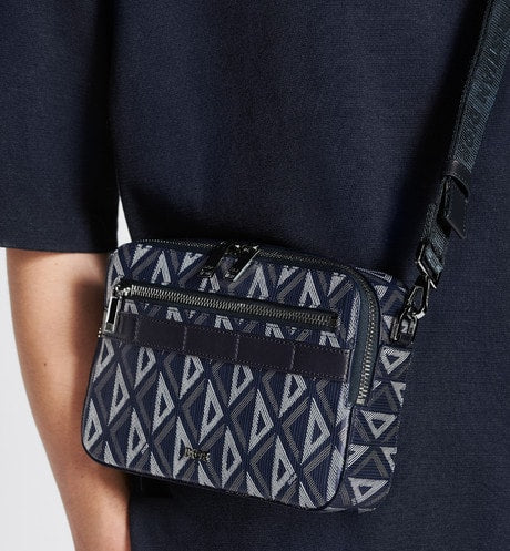 Safari Bag with Strap • Navy Blue CD Diamond Canvas