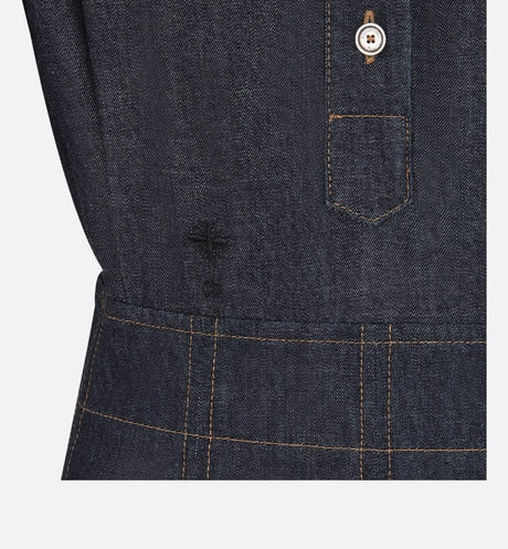 Pleated Shirt Dress • Blue Lightweight Raw Cotton Denim