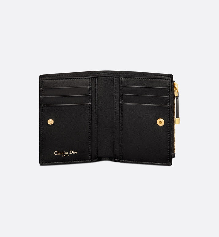 Dior Caro Dahlia Wallet • Black Supple Cannage Calfskin
