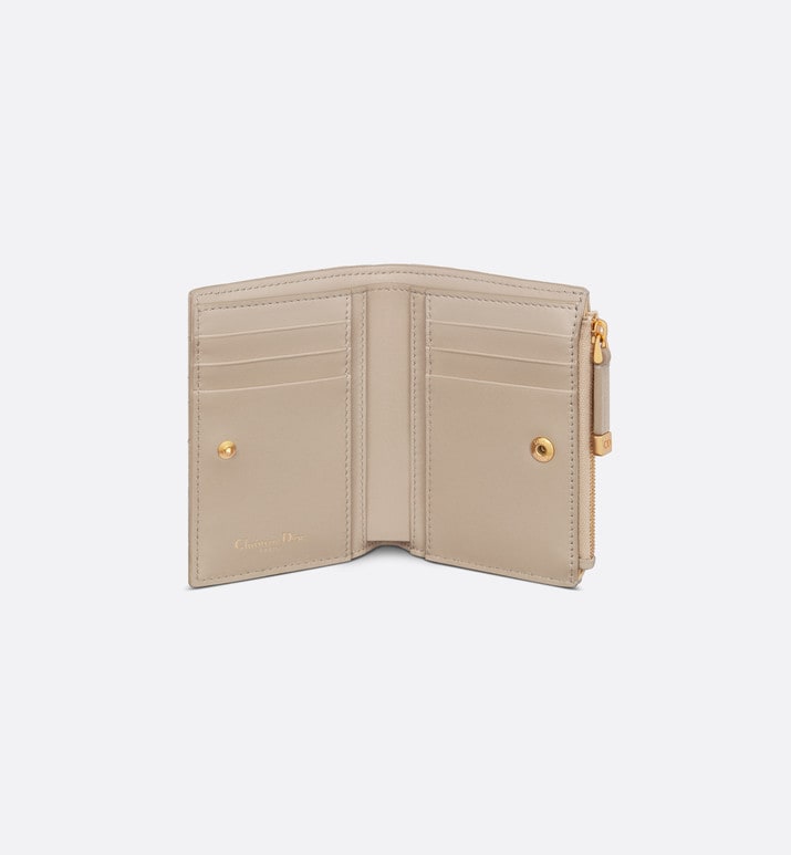 Dior Caro Dahlia Wallet • Sand-Colored Supple Cannage Calfskin