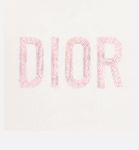 Kid's T-Shirt • Ivory Cotton Jersey and Sequin-Embroidered Tulle with Pink and Ivory Lily of the Valley Print