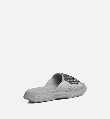 Dior H-Town Sandal • Gray Rubber with Beige and Black Dior Oblique Jacquard