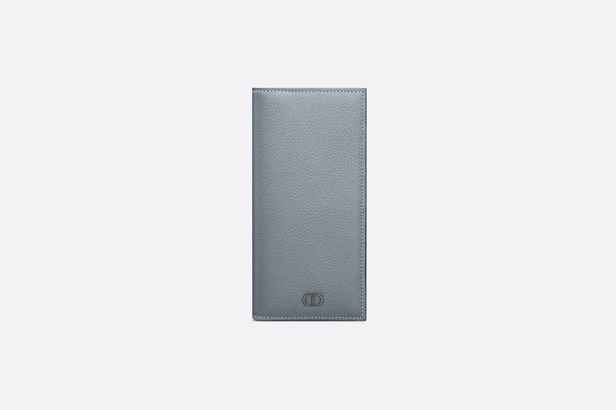 Vertical Long Wallet • Dior Gray Grained Calfskin with CD Icon Signature