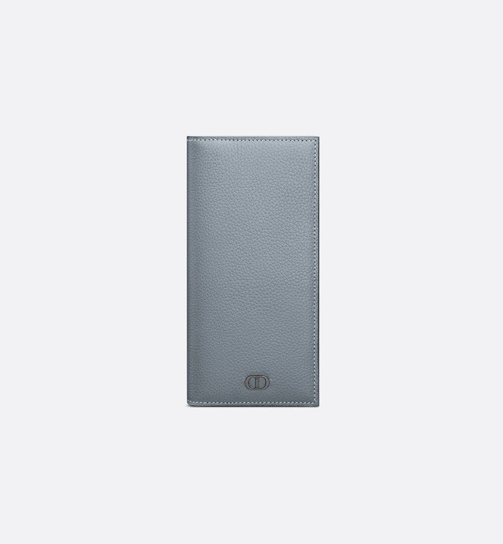 Vertical Long Wallet • Dior Gray Grained Calfskin with CD Icon Signature