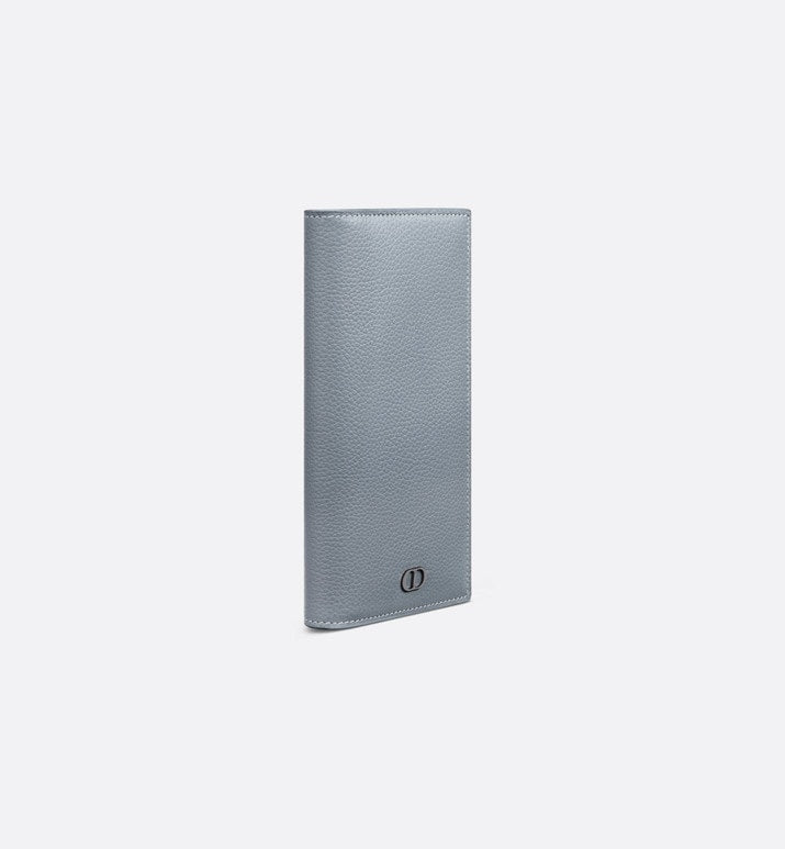 Vertical Long Wallet • Dior Gray Grained Calfskin with CD Icon Signature