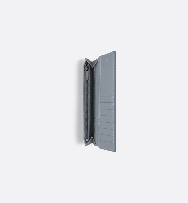 Vertical Long Wallet • Dior Gray Grained Calfskin with CD Icon Signature