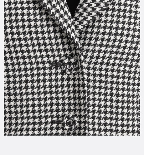 30 Montaigne Bar Jacket • Black and White Single-Breasted Houndstooth Wool