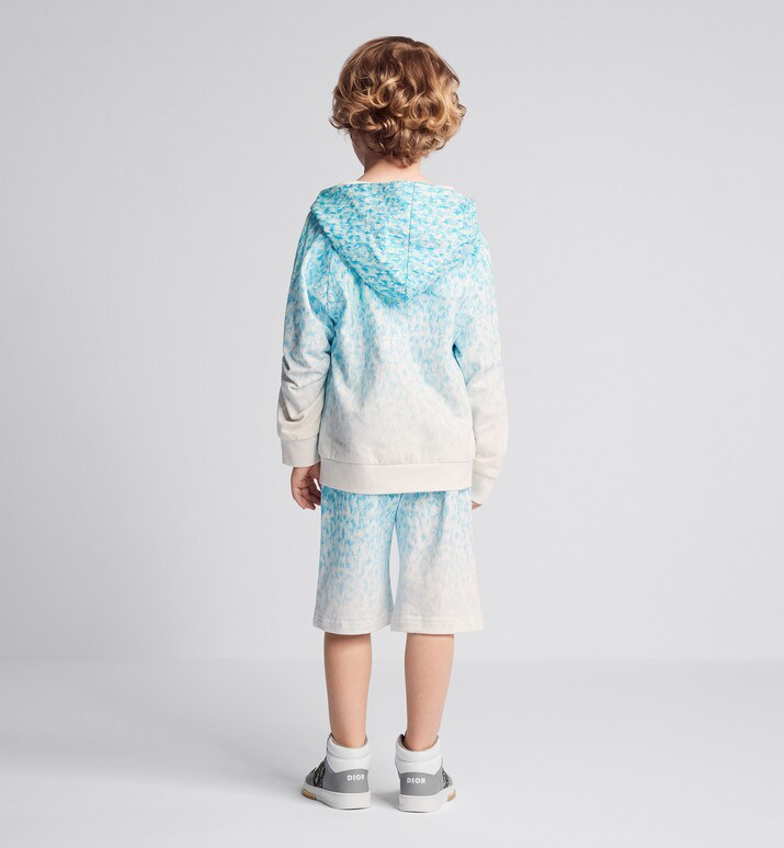 Kid's Track Shorts • Light Blue and Ivory Dior Oblique Dip-Dye Printed Cotton Fleece