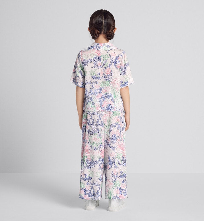 Kid's Loose Pants • Ivory Cotton Voile with Sparkly Multicolor Dior Botanica Print