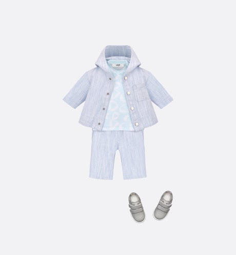 Baby T-Shirt • Light Blue Cotton Jersey with Ivory Revisited CD Motif